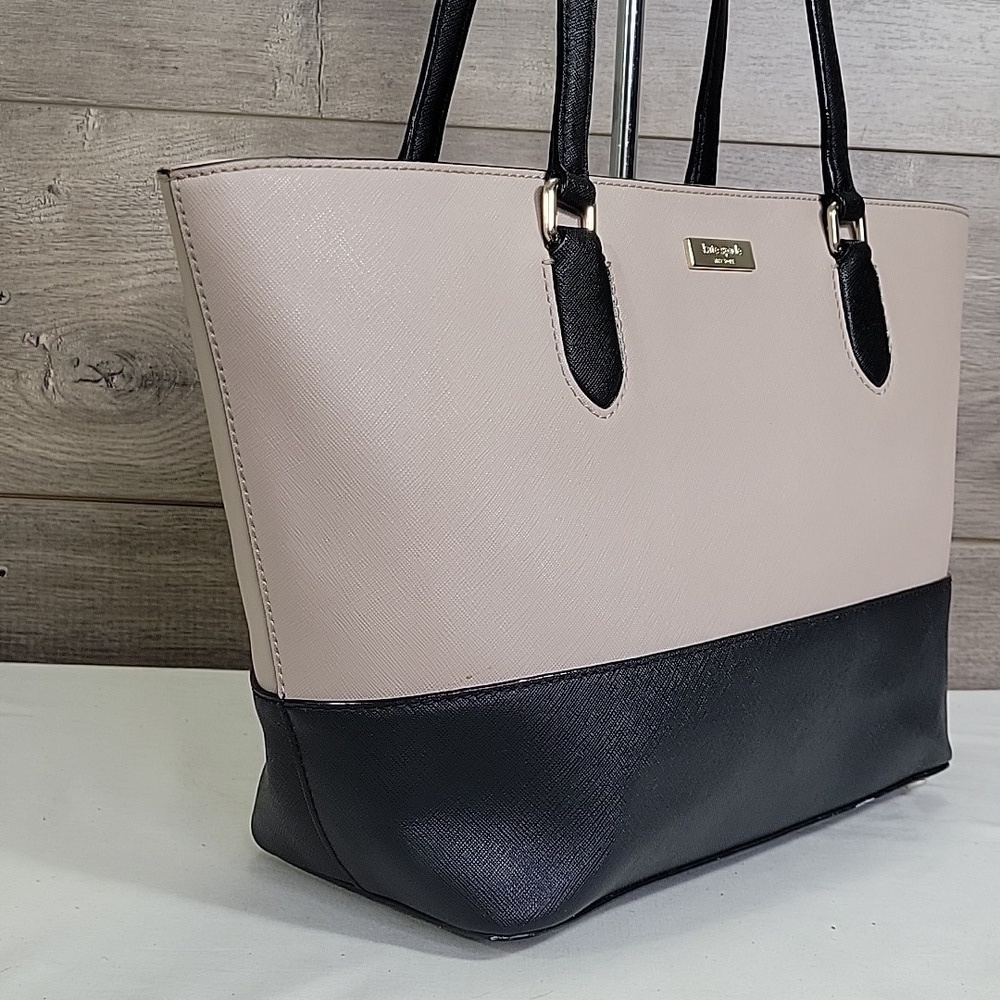 Kate Spade 2-Tone Saffiano Leather Black and Cream Women's Tote Bag - Picture 3 of 13